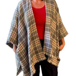 Massini plaid blanket poncho - OS